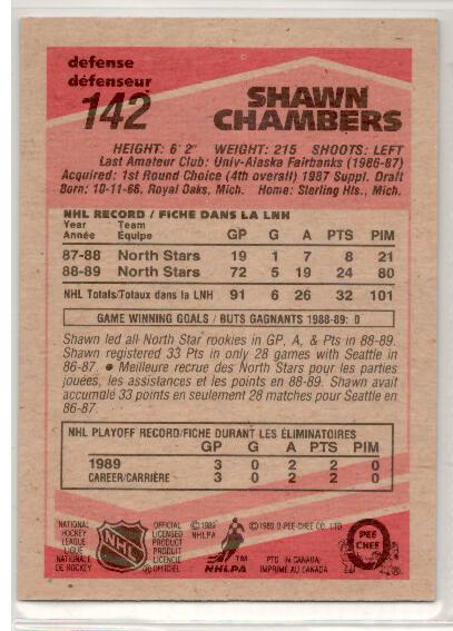 1989-90 O-Pee-Chee #192 Grant Fuhr - zadná strana