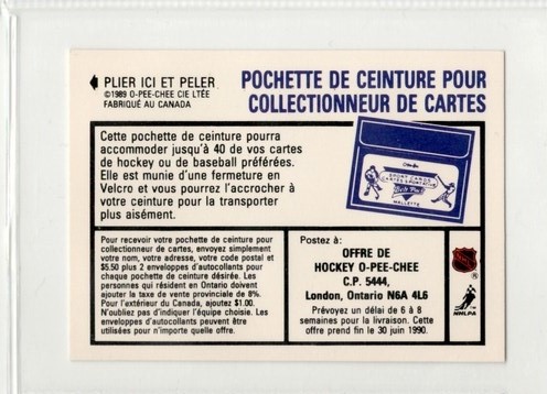 1989-90 O-Pee-Chee Stickers #94 Mike Vernon - zadná strana