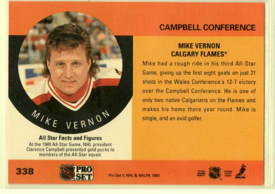 1990-91 Pro Set #338 Mike Vernon AS - zadná strana