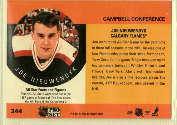1990-91 Pro Set #344 Joe Nieuwendyk AS - zadná strana