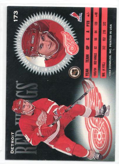 1994-95 Donruss #173 Sergei Fedorov - zadná strana