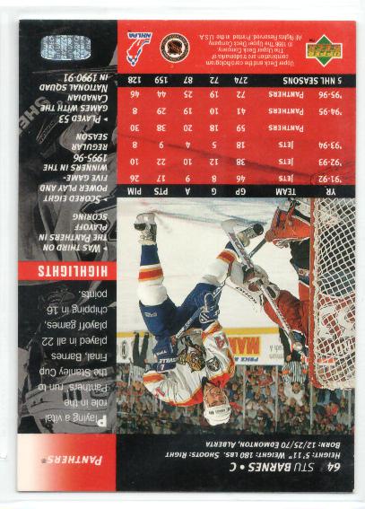 1996-97 Upper Deck #64 Stu Barnes - zadná strana