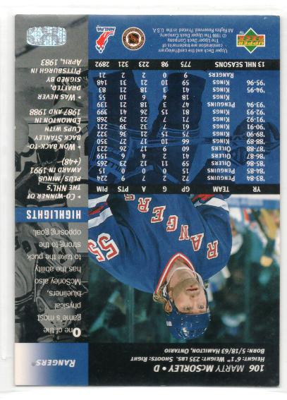 1996-97 Upper Deck #106 Marty McSorley - zadná strana