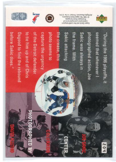 1996-97 Upper Deck #204 Joe Sakic TTG - zadná strana