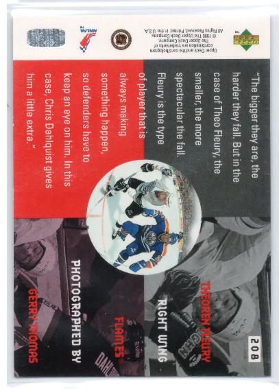 1996-97 Upper Deck #208 Theo Fleury TTG - zadná strana