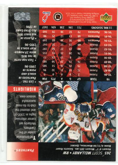 1996-97 Upper Deck #265 Scott Mellanby - zadná strana
