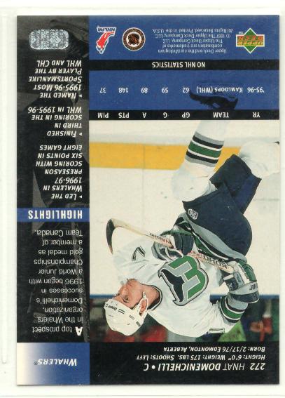 1996-97 Upper Deck #272 Hnat Domenichelli - zadná strana