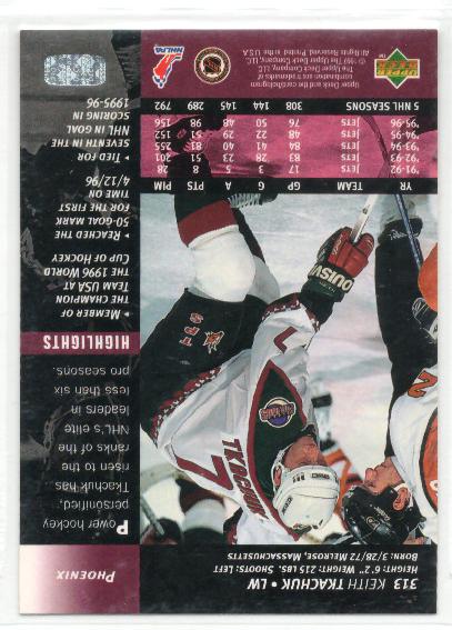 1996-97 Upper Deck #313 Keith Tkachuk - zadná strana